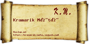 Kramarik Máté névjegykártya